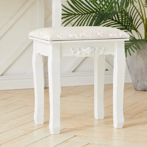 Modern Dressing Table Stool Makeup Bench Soft Padded Cushion Piano Seat White - Picture 1 of 16