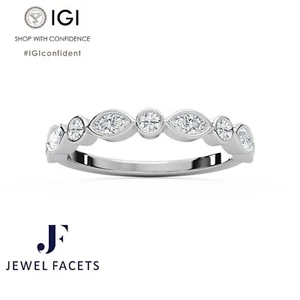 Anillo de compromiso de diamantes cultivados en laboratorio certificado IGI banda de eternidad oro de 0,58 quilates 14 k - Imagen 1 de 4