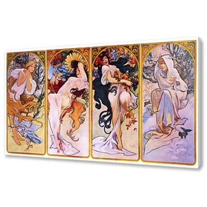 Alphonse Mucha Four Seasons Canvas Print Wall Art Picture Art Nouveau - Picture 1 of 9