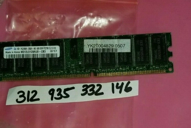 4GB DDR PC DDR1 PC2700R DDR-333 2700 333MHZ 184PIN ECC-REG RDIMM 2RX4 256X4 - Image 1 of 1