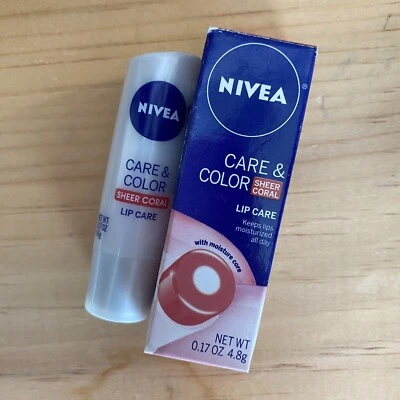 New Nivea A Kiss of Care & Color Sheer Coral Lip Balm Tint Rare HTF Discontinued - Image 1 of 4