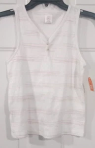 Camiseta sin mangas Wonder Nation Henley Rib rosa/blanco talla XL (14-16) - Imagen 1 de 4