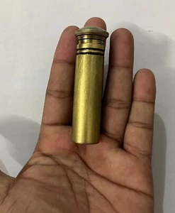 Victorian Style Miniature Brass Gun Powder Small  Round Bottle  Flask with LID - Picture 1 of 11