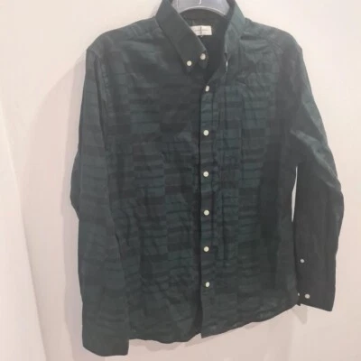 Mens large jasper conran shirt in green and black stripe/checked detail - Image 1 of 3