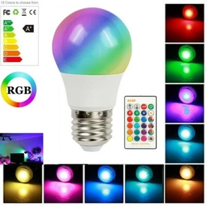RGBW LED Bulb Light 16 Color Changing Lamp Dimmable E26 E27 Base IR Remote Decor - Picture 1 of 12
