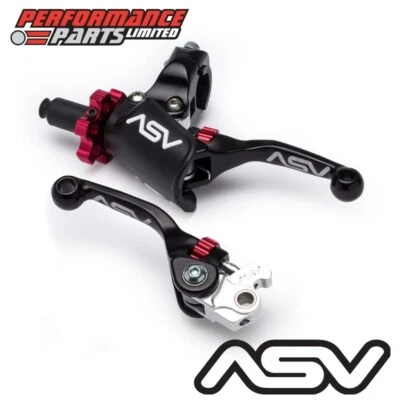 ASV Black F4 Short Brake + Clutch Lever with Pro Perch for Suzuki RM125 2001 - Image 1 of 4