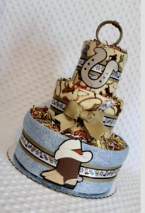 Cowboy Baby Diaper Cake Country Western Shower Gift Centerpiece Newborn Present - Picture 1 of 3