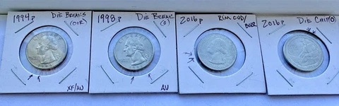 1994 To 2016 Washington Die Clash, Die Chip, Rim Cud~ Get All Coins Shown ~~ I16 Cover