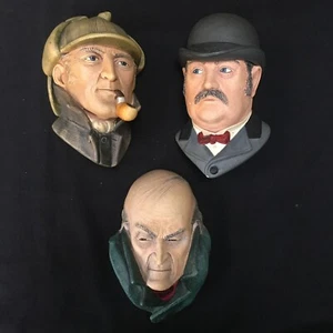 Bosson’s Chalkware Heads Sherlock Holmes, Dr. Watson & Professor Moriarty - Picture 1 of 11