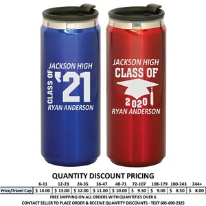 Tazza Viaggio Laurea Personalizzata Classe Laurea 2020 Regalo Acciaio Inox - Foto 1 di 14