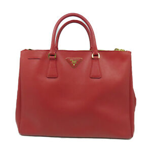 PRADA GHW Hand Bag Handbag Saffiano Leather BN1786 Red