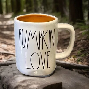 Taza de café Rae Dunn Pumpkin Love blanca con naranja otoño té sidra coco - Imagen 1 de 5