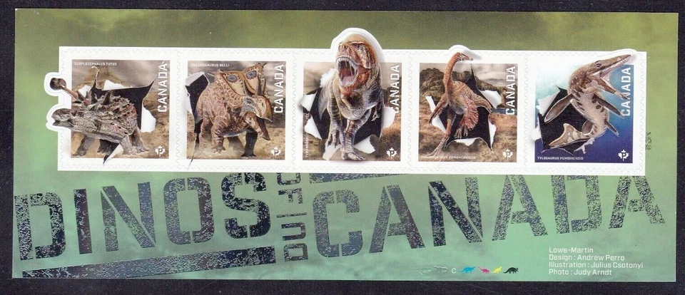 2015 - #2823 Souvenir Sheet Stamps - Canadian Dinosaurs - 3D Images - cv$9 - Image 1 of 1