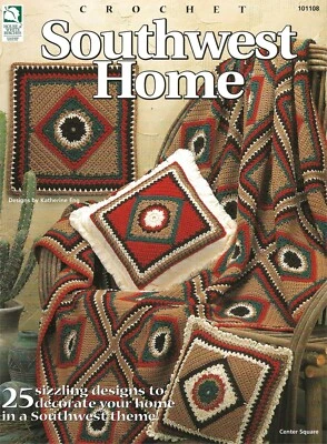 Southwest Home Crochet Afghan Cactus Rug Placemat Napkin Holder Potholder Book - Image 1 of 2