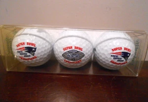 3 NFL New England Patriots 3x Champions Super Bowl Logo Golf Balls Pack of 3 NEW - Picture 1 of 8