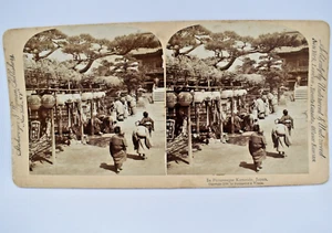 CARTE PHOTO STEREO IN PICTURESQUE KAMEIDO JAPAN UNDERWOOD & UNDERWOOD 1896 - Picture 1 of 2