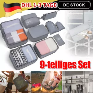 Reise Koffer-Organizer Packtaschen Kleidertaschen Packwürfel Set 9-teilig Urlaub - Bild 1 von 22