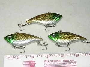 EMERALD GOLD SHINER RATTLN' VIBES THREE NEW LURES   FREE SHIPPING! - Picture 1 of 2