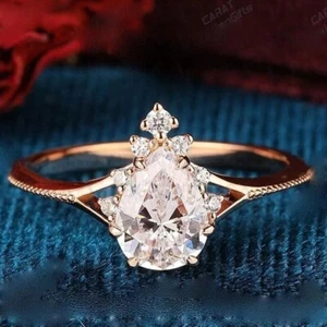 5 Ct White Treated Diamond Ring In Rose Gold Plated Color F Certified - Picture 1 of 2
