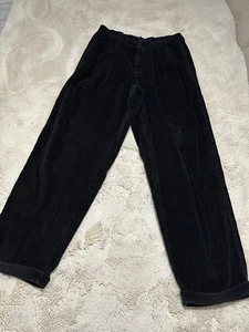 Pantalones de pana Eddie Bauer vintage años 90 para mujer 14 negros pierna ancha cintura alta - Imagen 1 de 7
