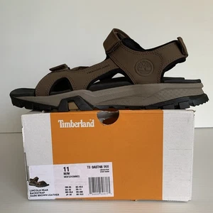 Timberland Herren Größe 11 M Lincoln Peak dunkelbraun Leder einfache Riemen Sandale NEU - Bild 1 von 13