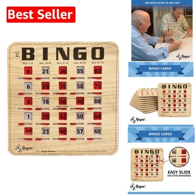 Regal Reusable Bingo Cards with Sliding Windows - 10 Pack, Woodgrain Finish - Image 1 of 4
