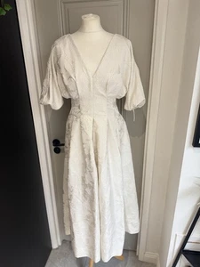 Mint Velvet Cream Jacquard Midi Dress UK 10 Nwts Limited Edition - Picture 1 of 16