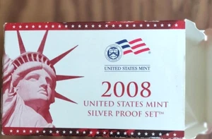 US Mint 2008-S Silver Proof Set Original Box/COA 14 Coins - Picture 1 of 8