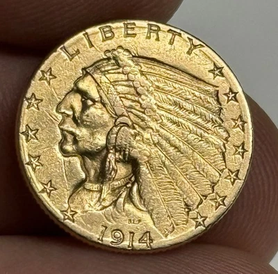 1914-D Indian Head Good Quarter Eagle (XF+, Ex-jewelry) $2.50 U.S. Coin - Image 1 of 4