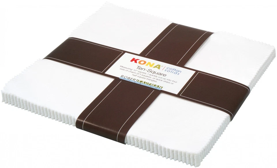 TEN-122-42 - 10in x 10in - Kona 100% Cotton Solids - White - 42pcs Layer Cake - Image 1 of 1