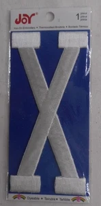 Joy 4" Bügelbild Stickerei Buchstabe "X" weiß Uni Applikation Patch - Bild 1 von 2