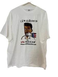 T-shirt "Censorship is UnAmerican" X-L cotone bianco Delta rara nuova - Foto 1 di 8