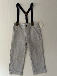 New Toddler Boys Gymboree Seersucker Suspender Pants Size 18-24 mths - Picture 1 of 2