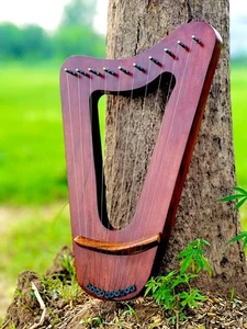 Rosewood Triangle Lyre Harp Exquisite Handmade Craftsmanship 10 Metal Strings - Picture 1 of 12
