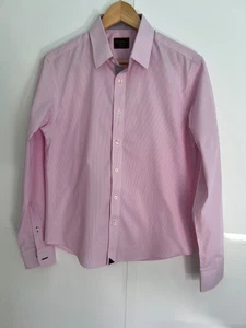 Untuckit Shirt Mens Small Slim Fit Pink Pinstriped Cotton Casual Button Up NEW - Picture 1 of 7