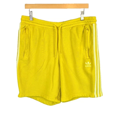 Adidas Originals Shorts Mens Large Yellow French Terry Cotton Logo 7 Inch Inseam - Image 1 of 4
