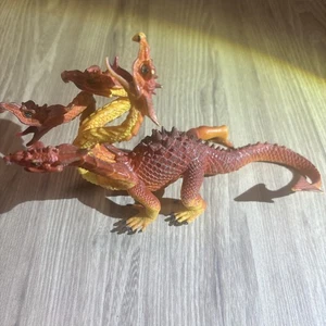 Drago arancione Hydra 4 teste Plastoy draghi mitici figura 5”x 8” - Foto 1 di 4