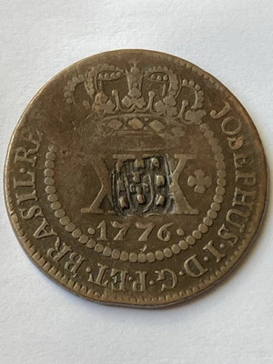 1776 Colonial America’s - Portugal 🇵🇹 20 Reis Counter Stamped With 1809 Brazil - Image 1 of 4