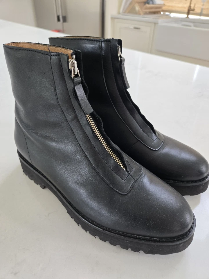 Botín informal Andre Assous Vernon para mujer talla 8,5 de cuero negro con cremallera Foto 1 de 4