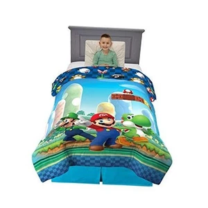 Kids Bedding Super Soft Microfiber Reversible Twin/Full Size 72" x 86" Mario - Picture 1 of 7