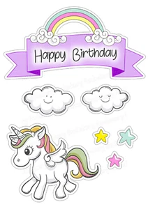 Unicorn Cake Topper Party Decoration Edible Birthday Gift Fairy Tale Rainbow New - Picture 1 of 12