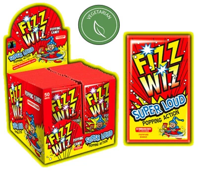 FIZZ WIZZ POPPING CANDY Fizz Wiz STRAWBERRY POPPING CANDY VEGETARIAN Retro Sweets SUPER LOUD Space Dust