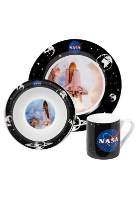 NASA Frühstücksset für Kinder - Rocket - 3-teilig aus Porzellan - Bild 1 von 4