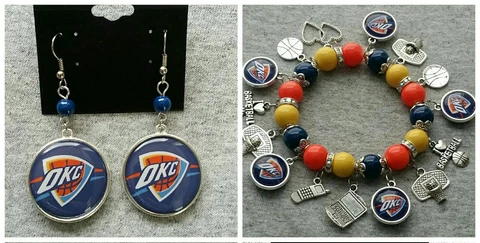 Oklahoma City Thunder beaded bracelet and earring set Cover