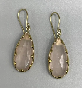 Faceted Rose Quartz Gold Over Sterling Silver Dangle Wire Earrings - Picture 1 of 5