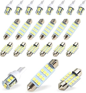 ZKFAR Pack-20 LED Car Bulb Kit Set, T10 31 mm 42 mm LED Festoon Bulb, White 6000 - Picture 1 of 7