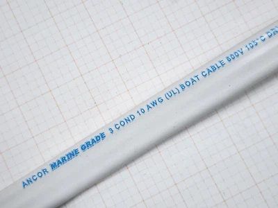 ANCOR MARINE Ancor 10/3C Marine Grade Tinned Copper Triplex (B/W/G) Boat Cable White /10ft