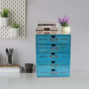 Vintage 5-Tier Drawer Cabinet Desk Organizer Box Office Desktop File Drawer - Picture 1 of 15