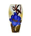 Victoria Bella 12-inch Glass Vase with Purple Iris Pattern