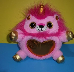 10" Bright Pink Lion Unicorn Rainbow Hair Pink Heart Belly Rainbocorn Plush - Picture 1 of 2